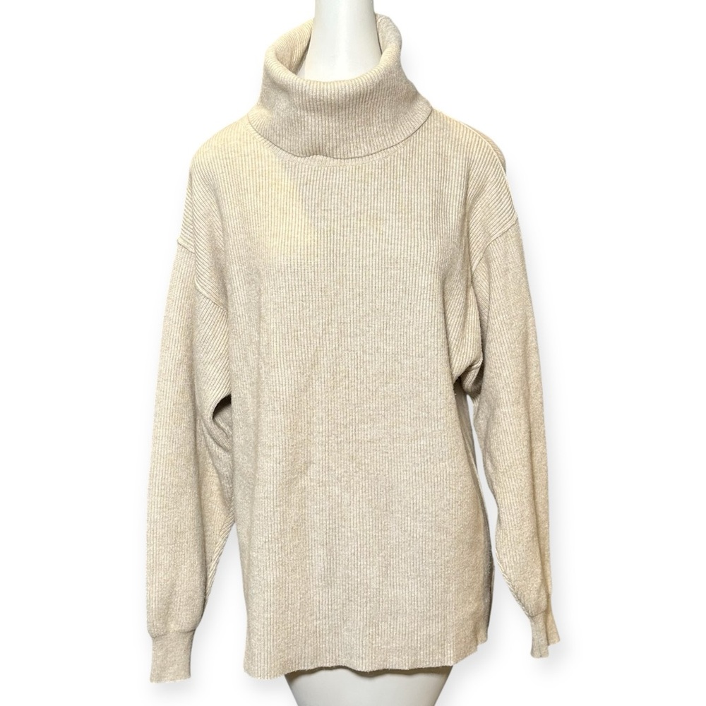 Free People Softly Structured Tunic Sweater XS Cowl Turtleneck Boho Oversized